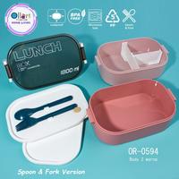 Gambar Kotak Bekal Or-0594 2 Layers Plastic Lunchbox 1800Ml Anti Tumpah BPA Free dengan Sendok Garpuk Cocok untuk Kitchenware - Pink dari Ollahomeliving Kota Bogor 4 Tokopedia