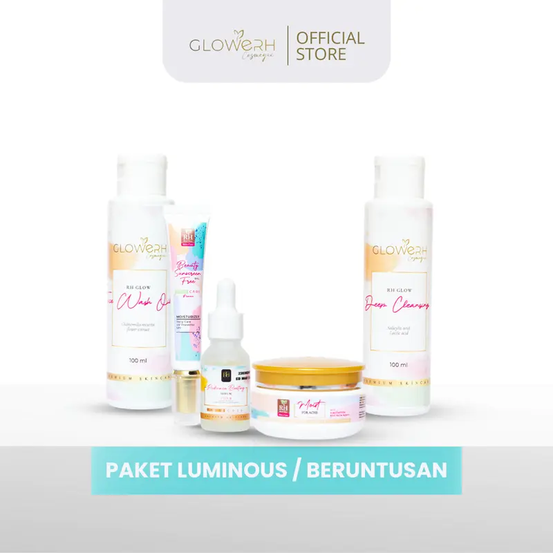 RH GLOW PAKET LUMINOUS paket memudarakan bekas jerawat serta mencerahkan wajah. kandungan aktif whitening Niacinamide 0