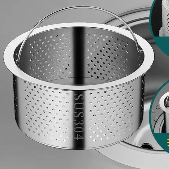 Lưới Lọc Rác Bồn Rửa Chén, Giỏ Lọc Rác Inox Thông Minh Có Quai Xách 2