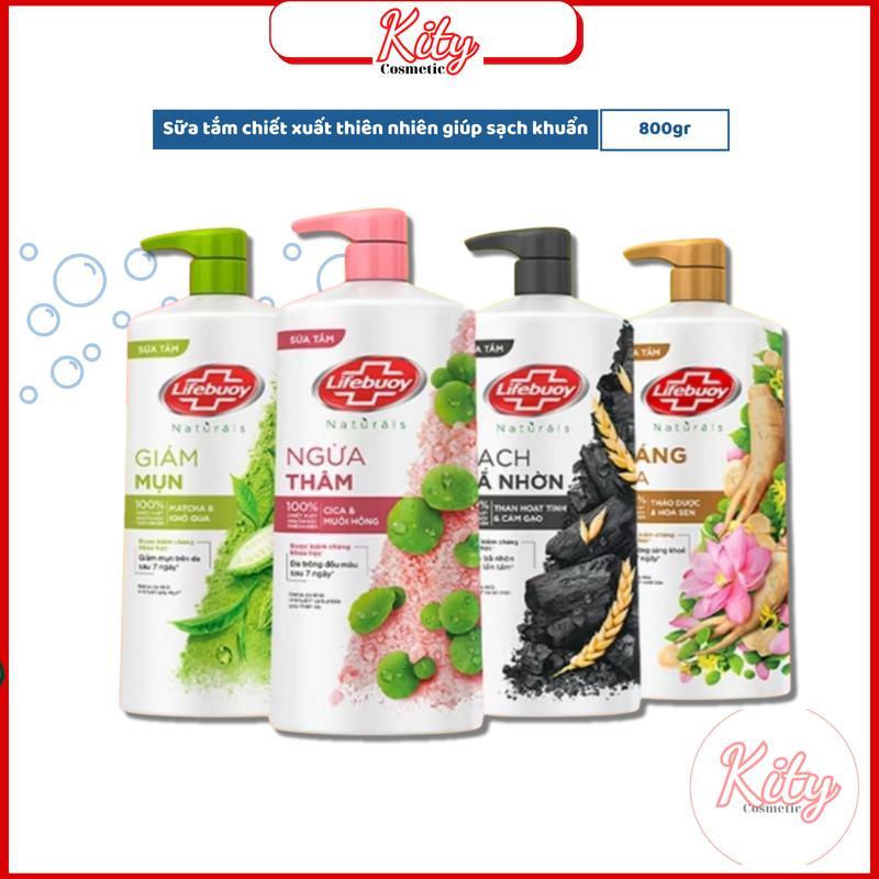 Sữa tắm LIFEBUOY 800g Matcha & Khổ qua/ Tràm trà & Muối hồng/ Than hoạt tính & Cám gạo