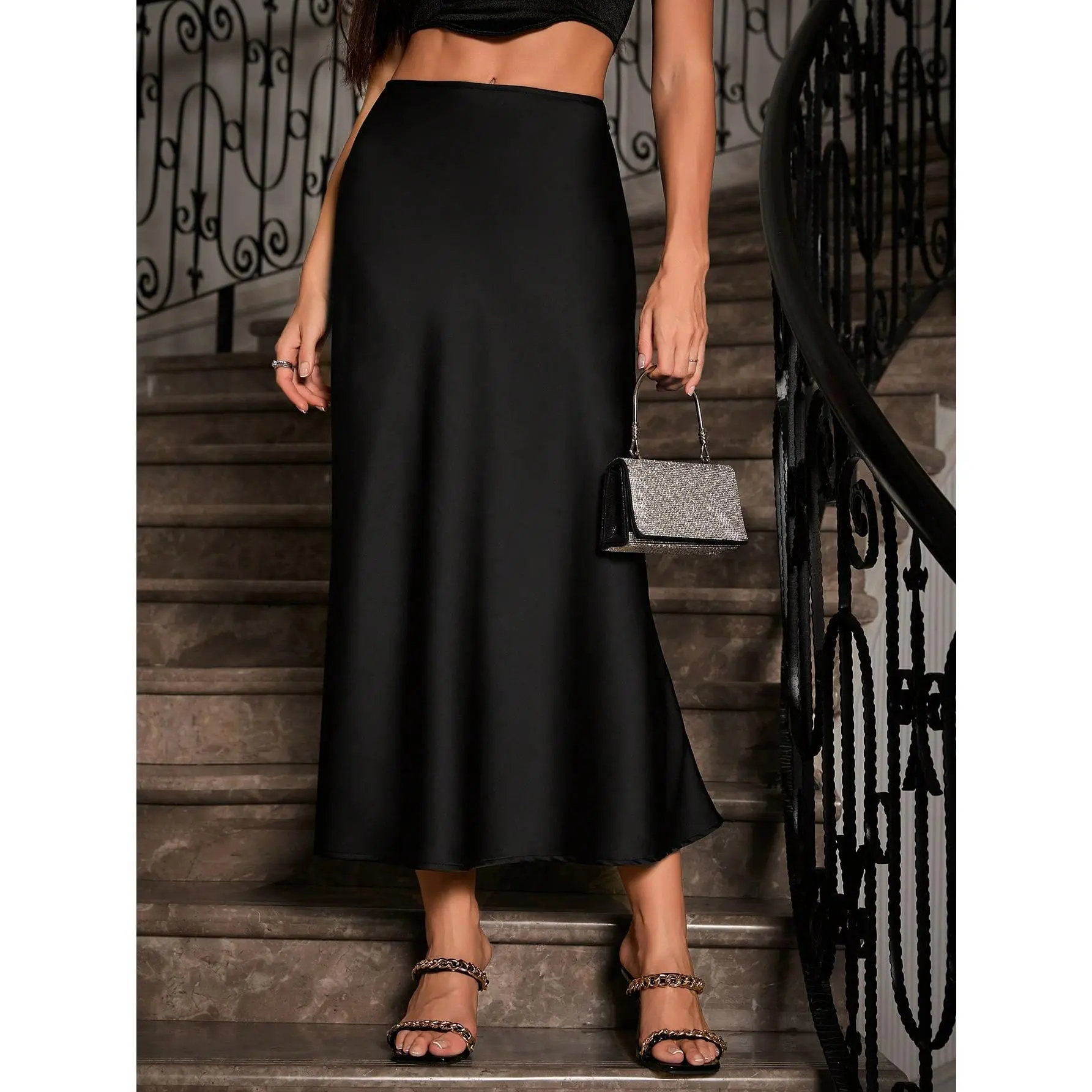 Women's Solid Color Mermaid Style Skirt Maxi Satin Women Outfit[S12] length flared  jeans  women replay comfy  shorts falda  de  jibara leggings  pockets granny  pants holiday trousers baggy  wide  purple  cardigan fur  skirt white  bandage