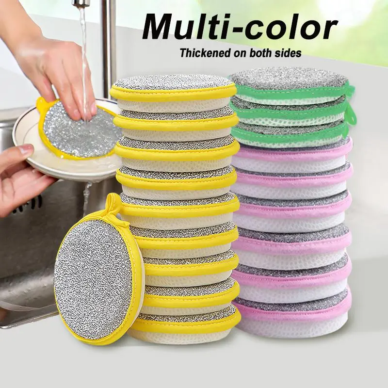 3/5/10pcs Sponge Dishwashing Sponge Double Side Descaling Tableware Cleaning Rub Kitchen Gadgets Kitchen Accessories