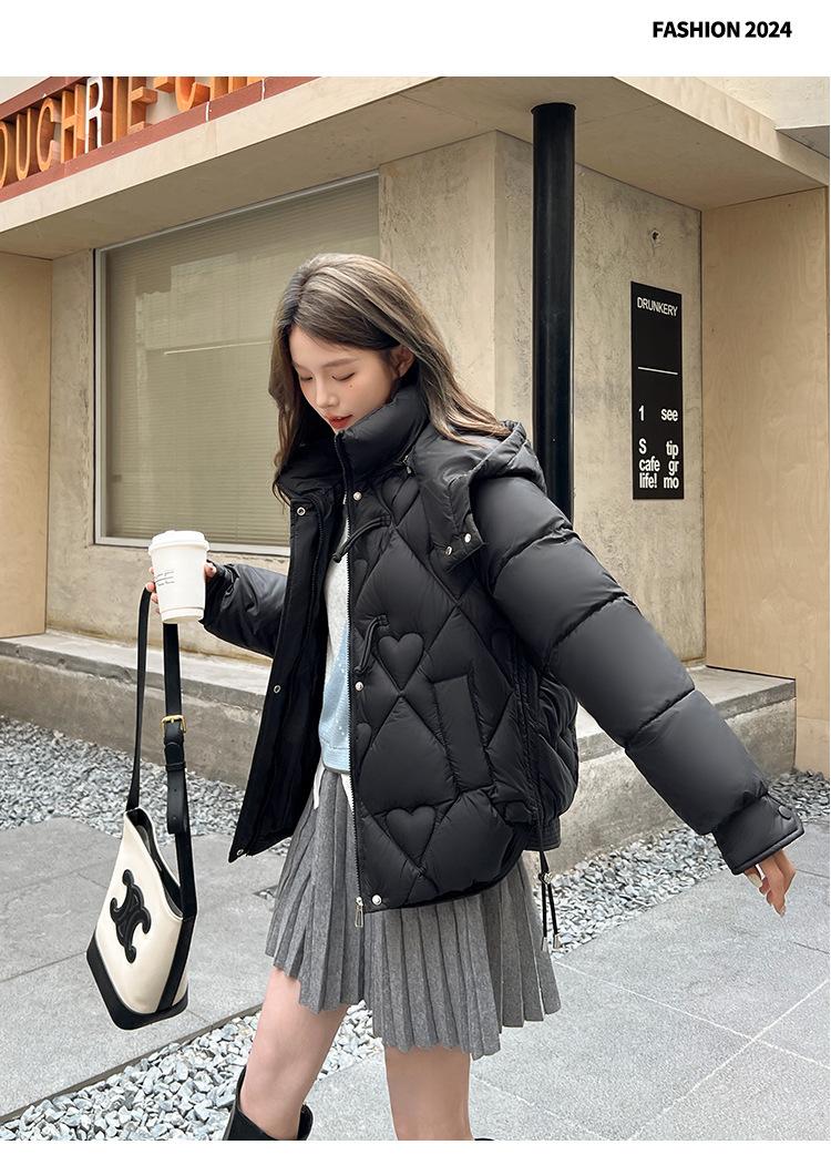 Product Introduction of Fashion Short Cotton-Padded Coat for Women Autumn and Winter New 2024 Korean Style Solid Color with Match Cotton Coat Jacket Thickened Padded Jacket Outer Wear 17