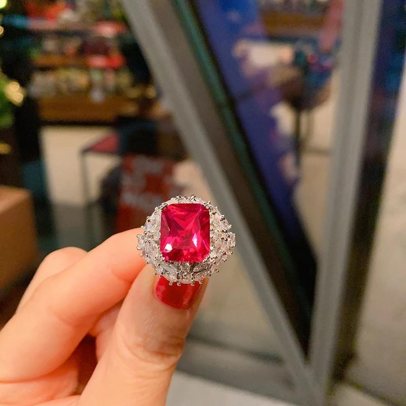 Product Introduction of 2022 New Arrival Ruby Gemstone Neckle Pendant Ring Drop Earrings Women's Luxury Wedding Party Jewelry Sets Anniversary Gift 6