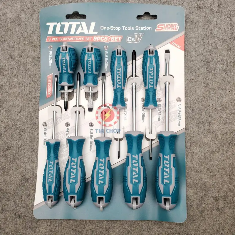 Bộ 9 tua vít dẹp & bake THT250609 CR-V SL6.5*6*38 SL3.0*3*75 SL4.0*4*100 SL5.5*5*100 SL6.5*6*125 PH0*3*75 PH2*6*38 PH1*5*100 PH2*6*125 1