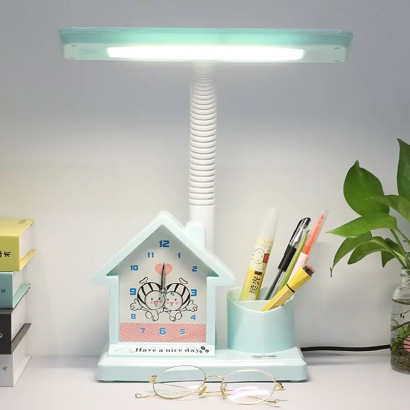Đèn Bàn Cắm Điện Guangshibao, Đa Chức Năng, Đèn Hoạt Hình, Đồng Hồ Báo Thức, Có Giá Đỡ Bút, Đèn LED Có Thể Thay Đổi Ba Màu, Quà Tặng Cho Một Thế Hệ 3