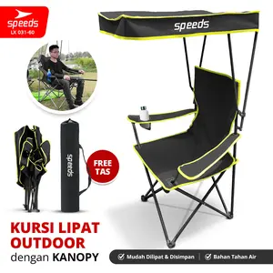 SPEEDS Kursi Lipat Outdoor Dengan Penutup Kanopi Portabel Canopy Portable Folding Chair Camping Bahan Oxford Furnitur Berkemah Camping Furniture Indonesia LX 031-60