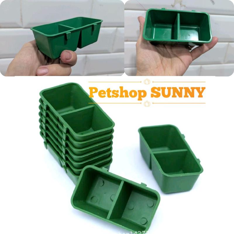 Khay thức ăn nhỏ 2 ngăn treo chuồng thú cưng 1