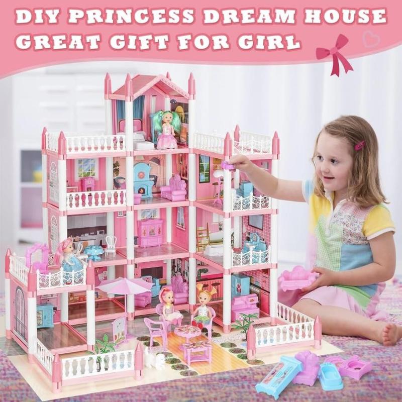 Product Introduction of Dreamhouse Building Toy Kit, Princess Theme 11 Rooms Castle Playhouse with Dolls, Furniture, Accessories, Pretend Play Toys for Birthday Gift, Christmas Gift 11