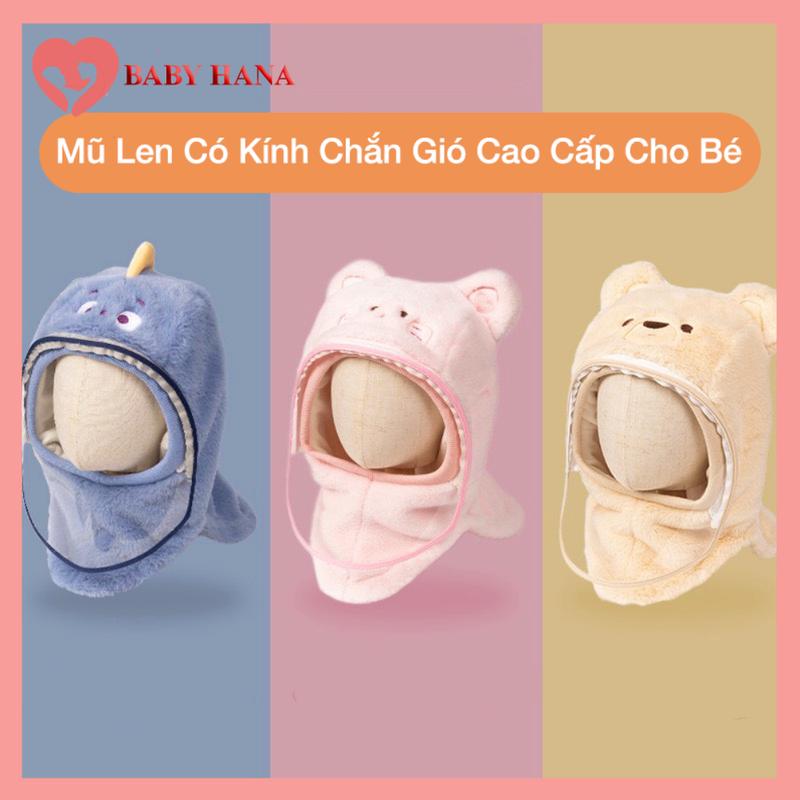 [ Hàng Cao Cấp 2024] Mũ Len Lông Cừu Trùm Đầu Có Kính Chống Gió, Che Tai 3 in 1 Chống Lạnh Mùa Đông Cho Bé