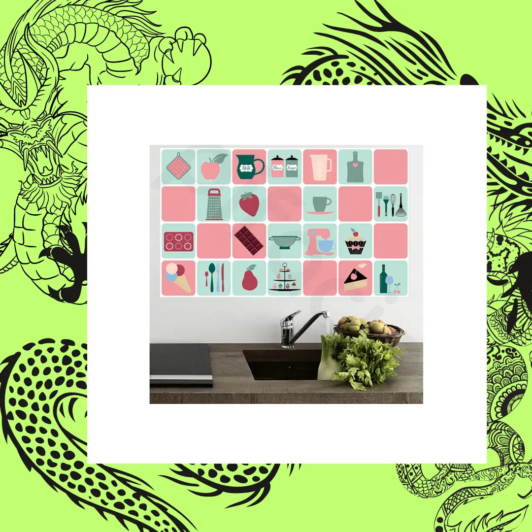 Sticker Dinding Pelindung Dinding Dapur Anti Panas & Minyak Motif