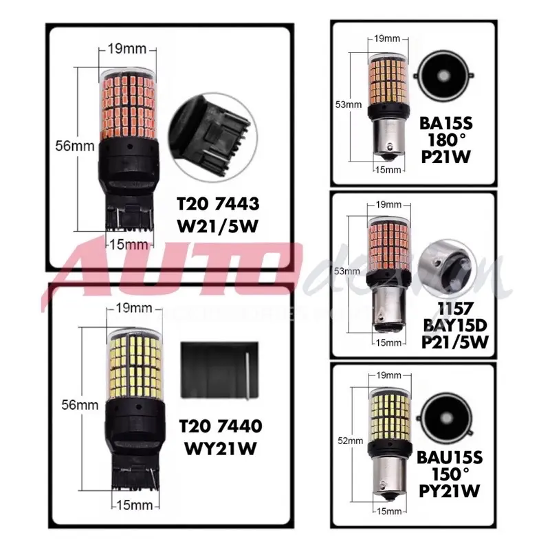 [1 PCS] Zyvolt RTX6 Lampu LED Dajjal Sein Mudur Rem Mobil Chip 3014 144 Mata T20 1156 1157 Super Bright Car 2