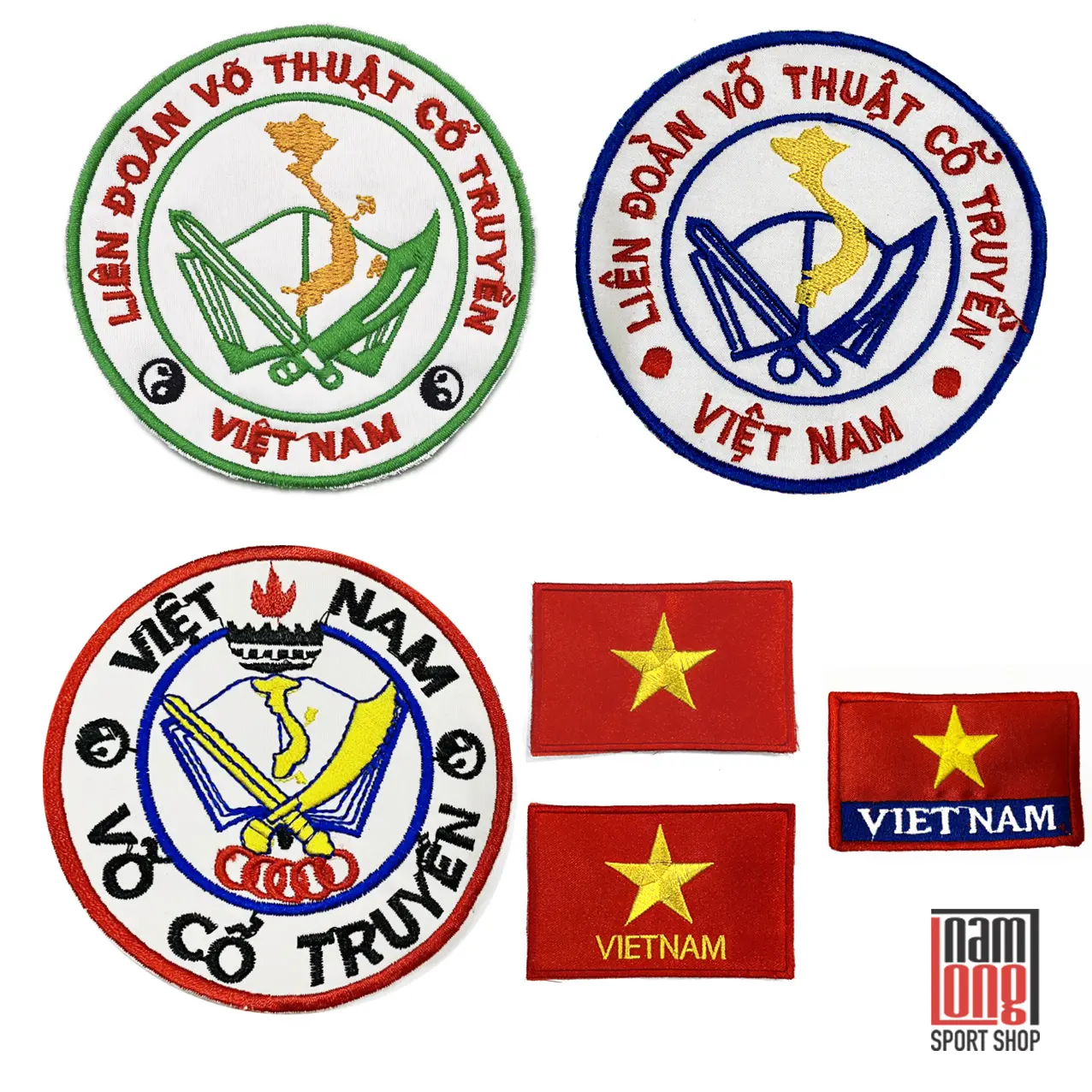[Hàng Thêu Đẹp] Logo Võ Cổ Truyền - Logo Phù Hiệu Cờ Việt Nam - Patch Vải Dày Dạn - Shop Nam Long Sport