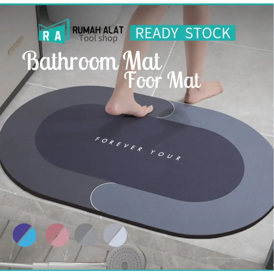 RA Floor Mat Bathroom Mat Nordic Style Anti-Slip Fast Dry Mat Pad Floor Mat Kitchen Toilet Bath Pad Non-Slip Mat Carpet Alas Kaki Supplies