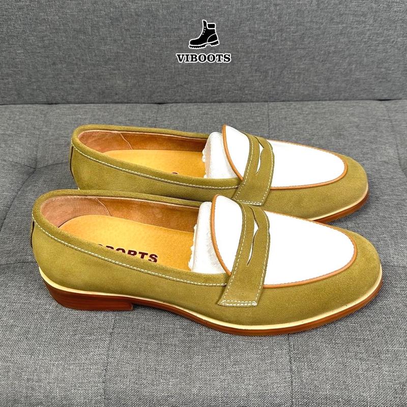 Giầy Lười Loafer Da Bò Thật Đế Phíp Gỗ Giày Tây Nam Tăng Chiều Cao Thương Hiệu Viboots