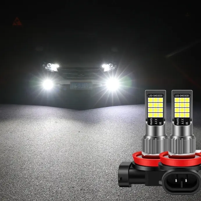 Foglamp Led Mobil 2 Warna H8 H9 H11 HB4 24 SMD 2 Pcs R315 Car 1