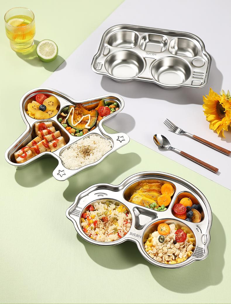 Product Introduction of Khay ăn dặm cho bé inox 304 cao cấp, hình peppa pig kitty gấu panda ô tô dễ thương 12