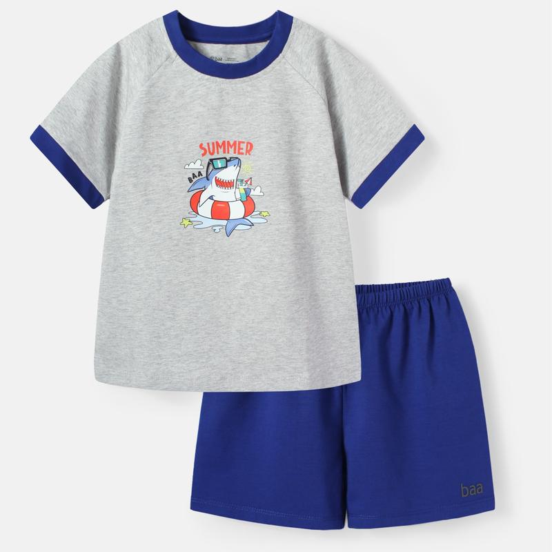 [DEAL SỐC] Đồ bộ cho bé trai Thun cotton ngắn tay in nổi họa tiết khủng long, Phi thuyền 12kg-35kg Vải Cotton - B-BC-DB04N-06 3