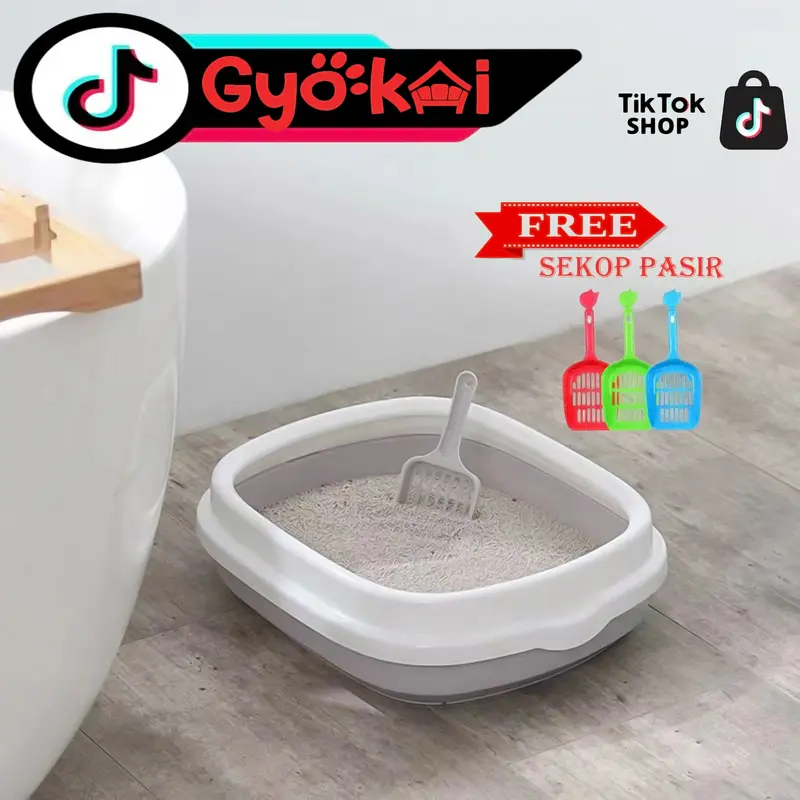 Gyokai Litter Box Kucing GK03 Cat Toilet Tempat Bak Pasir Kucing Besar Free Sekop Lucu 0