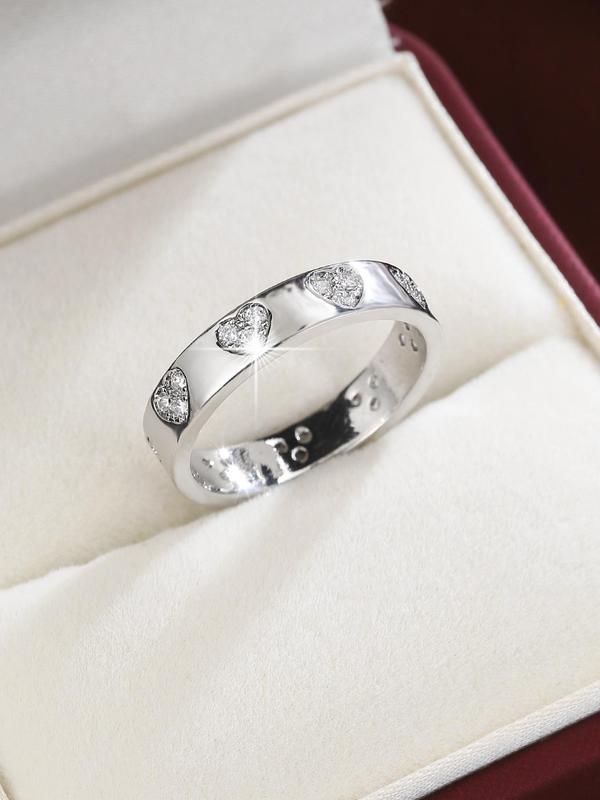 Sweet Love Design Artificial Zircon Inlaid Ring, Fashion Accessories for Women for Party, Daily Clothing Decor, Trendy All-match & Exquisite Jewelry for Birthday Gift 8