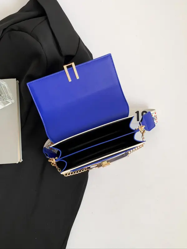 Women's Fashion Faux Leather Crossbody Bag, Stylish Chain Decor Crossbody Bag, Casual Trendy Versatile High-quality Daily Commuting Bag 8