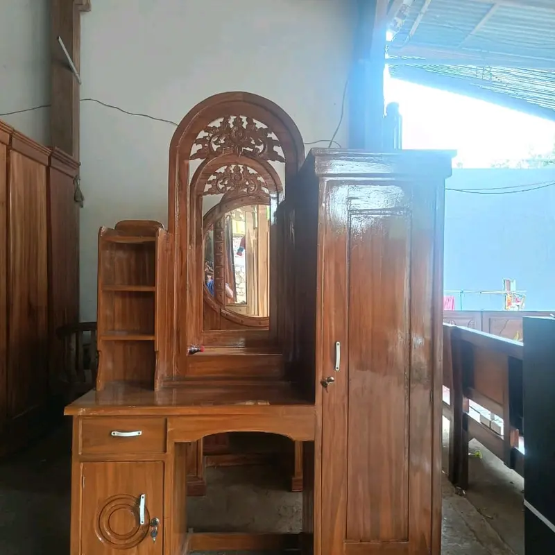 meja rias minimalis finishing/ tolet / tempat make up kayu jati 3