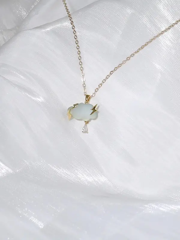 Women's Elegant Cloud & Lightning Design Pendant Necklace, Rhinestone Decor Necklace for Party, Daily Clothing Decor for Girl, Trendy All-match & Exquisite Jewelry for Birthday Gift 7