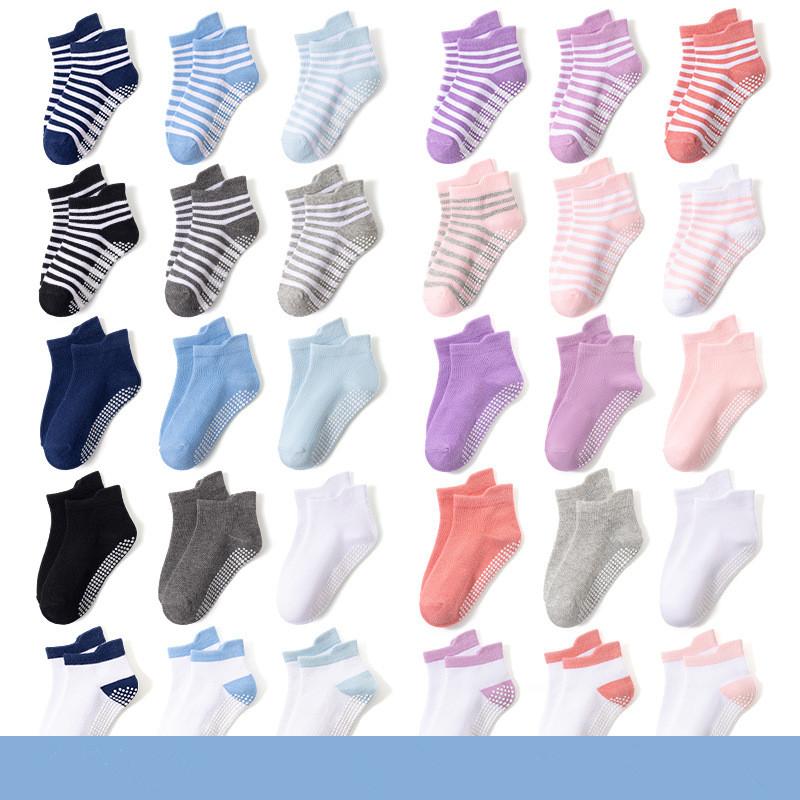 6 Pairs 0-5 Years Old Non-Slip Kids Socks with Grip Little Girls Boys Ankle Socks Infants Toddlers Children Floor Socks 1