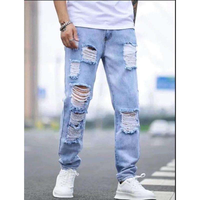 Quần Jean Rách Cho Nam, Thiết Kế Tua Rua, Cắt 4