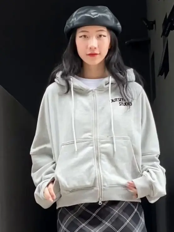 Áo Hoodie Zip Form Boxy Local Brand Outset Studio, chất vải nỉ lông cáo 420GSM Trơn Màu Xám Tiêu   Menswear 5