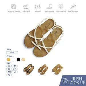 LOOKUPSHOES IRISH Sandal Wanita Tali Kokop Slop Silang Jepit Fluppy Empuk Kekinian Teplek Anti Licin Sendal