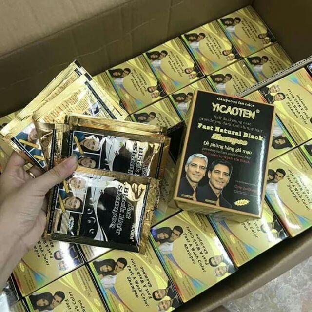10 gói Combo 10 Gói Dầu Gội Nhuộm Đen Tóc YiCaoTen - Gội Là Đen