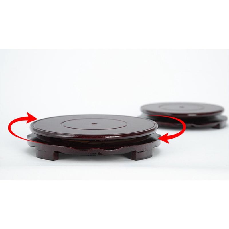 Đế Gỗ Xoay Tròn 360 độ ( Kích Cỡ To 11cm ) để Hũ Vàng Pha Lê, Bát Tụ Bảo Lưu Ly, để Tháp Văn Xương, Thỏi Vàng, Cóc Vàng, 3