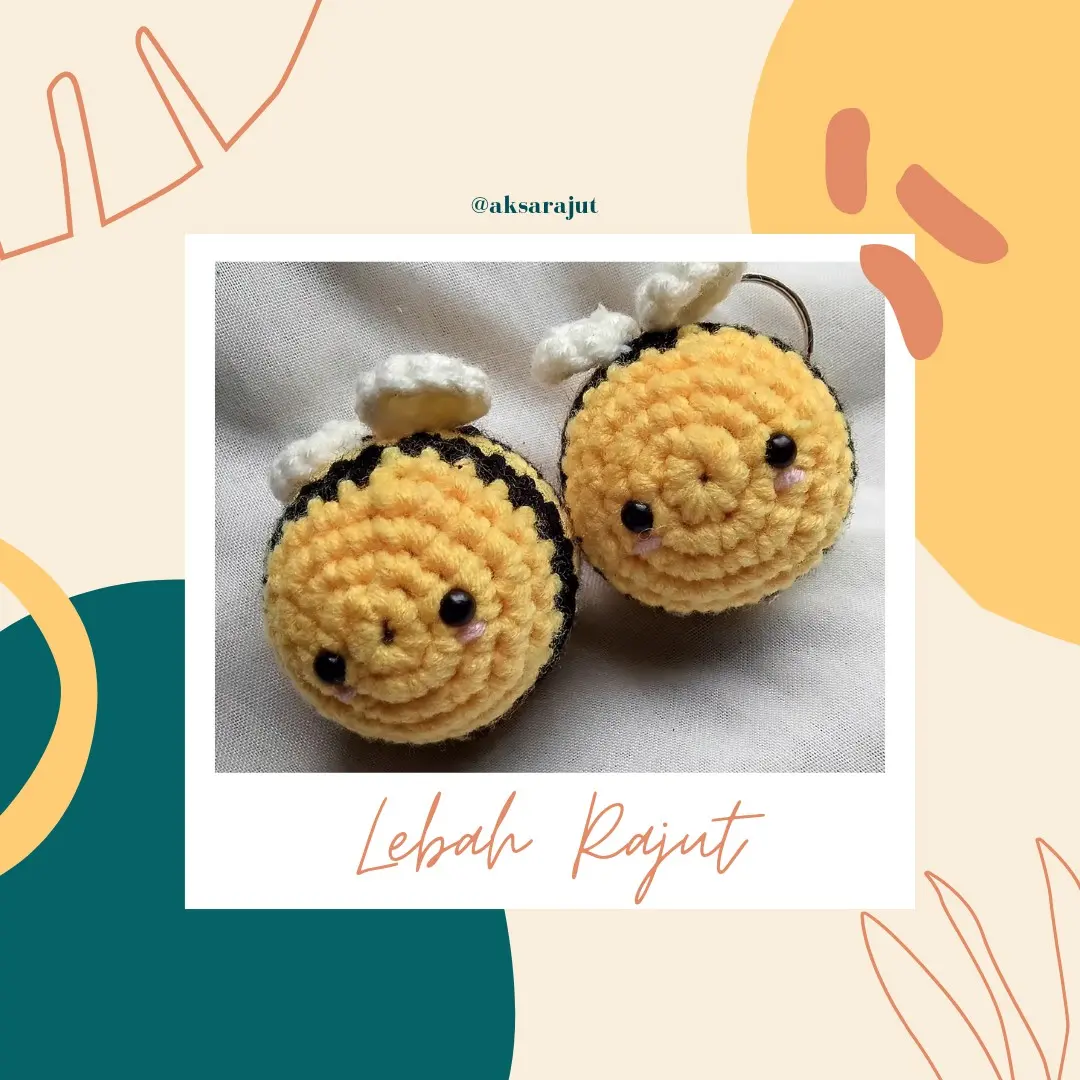 rajut lebah/rajut mini lebah/ gantungan kunci lebah/ rajut unik lebah ...