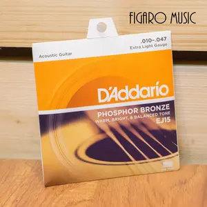 Senar Gitar Akustik D'Addario EJ15 .010-047 - Extra Light Gauge