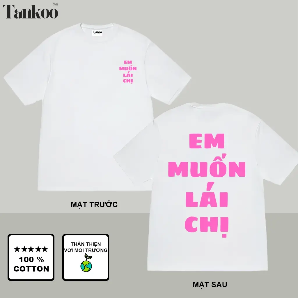 Áo thun cotton thoáng khí Quần áo đàn ông và phụ nữ Áo thô TANKOO áo thun in nam nữ chất liệu cotton cực đẹp-Áo thun Tay ngắn In Hình EM MUỐN LÁI CHỊ tiên xu hướng Menswear Cổ Tròn Ong