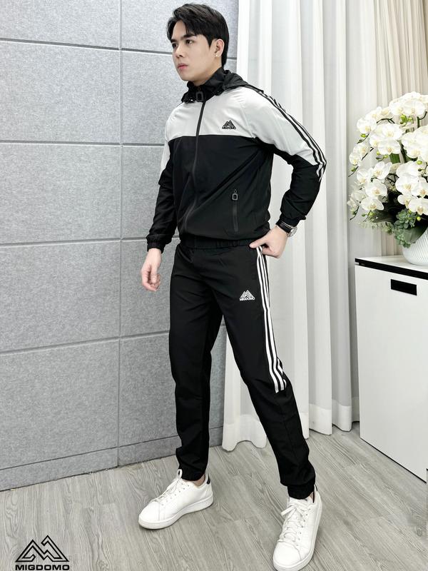 Bộ Quần Áo Gió Thể Thao Sport Nam Nữ Dài Tay Migdomo Có Mũ