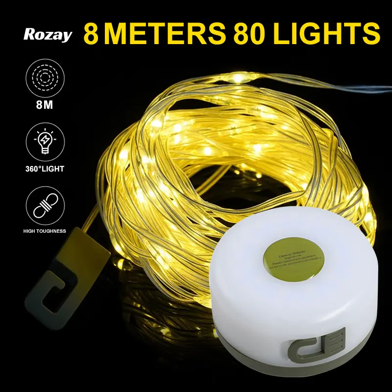 Multifunctional LED storage Camping light string Outdoor atmosphere light Chandelier TYPE-C Rechargeable colorful/warm light Tent light string Emergency hand electromagnet adsorption