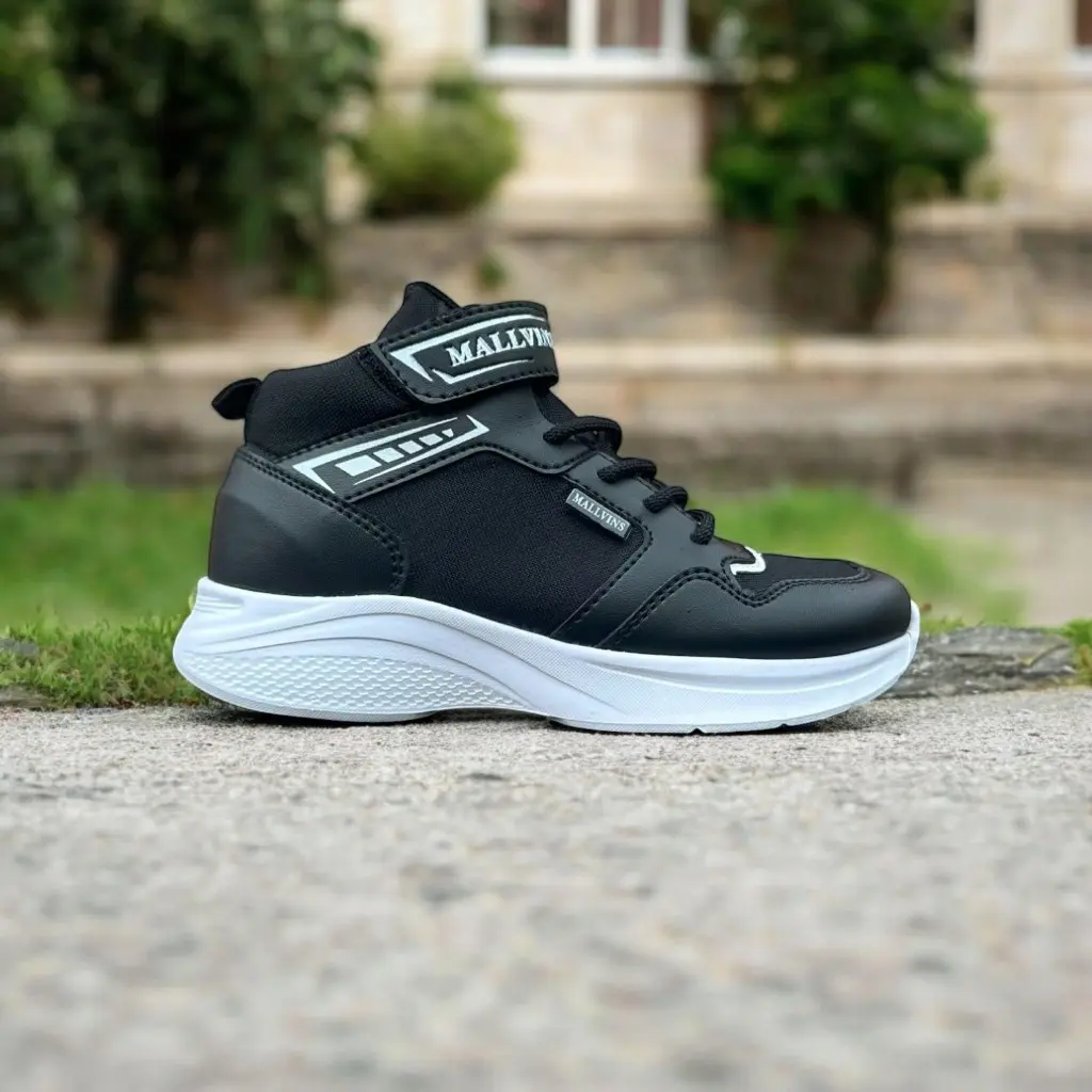 Promo New Product Mallvins - Galang Black White Sepatu Anak Boot Unisex 31-38 Fashion