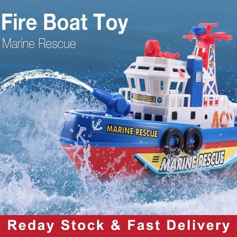 Boat Fire perahu semprot Mainan Kapal Pemadam / Diecast kapal laut Baterai Plastik Control 2