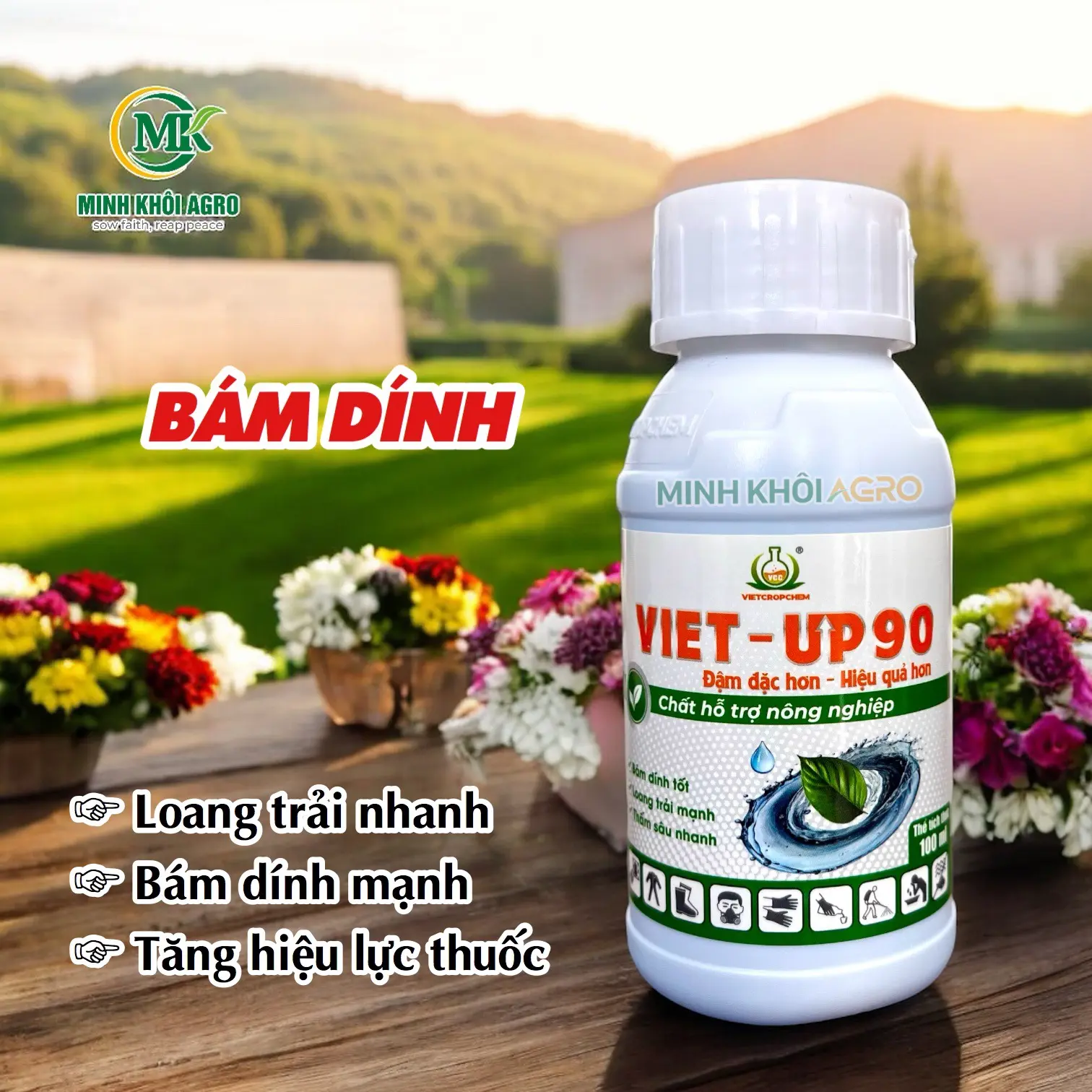 Phân bón phụ gia VIET-UP 90 | Bám dính, thấm sâu, loang trải