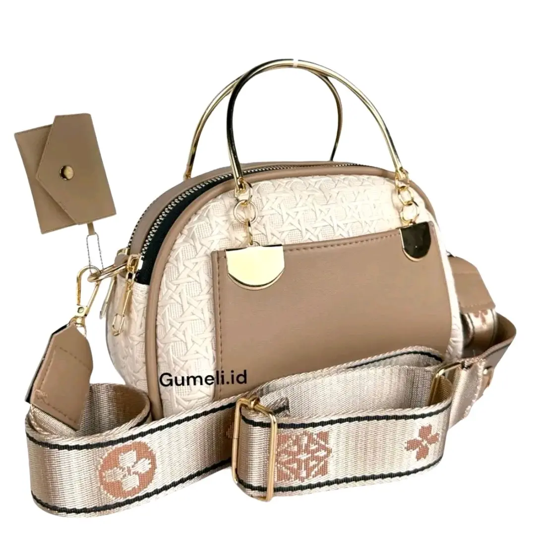 [Beli lokal] Gumeli Tas Selempang Wanita Moon bag Fashion Trendy Terbaru Tas Kekinian Kulit Slingbag tas tote bag whits