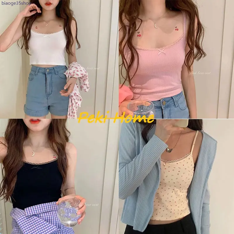 คลังสินค้า พร้อมส่ง  สายเดี่ยวเเฟชั่น  เสื้อสายเดี่ยวสตรี  เก๋ไก๋และเซ็กซี่  สไตล์สาวโชว์เอว  สะดวกสบาย  สูงและผอม