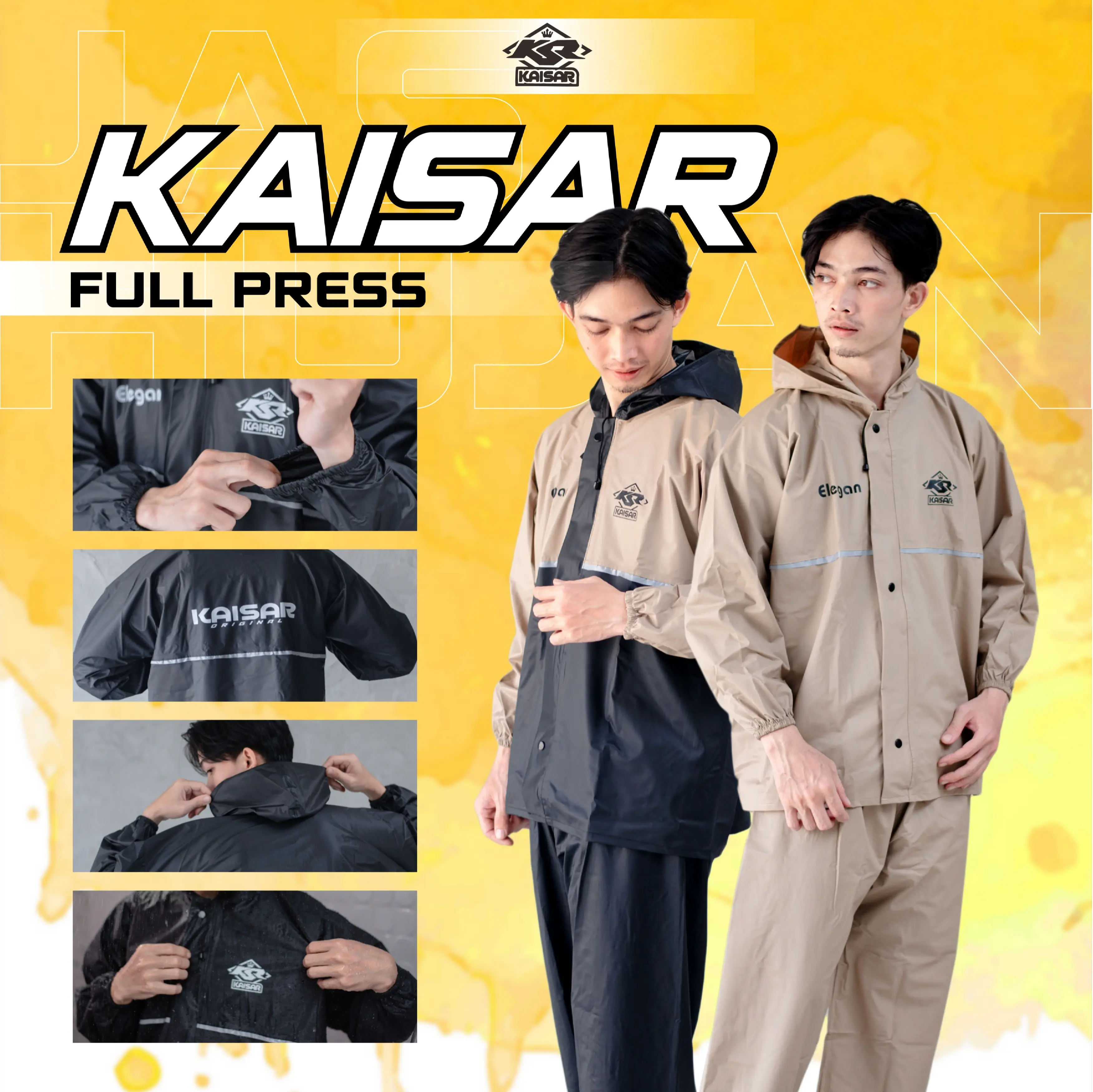 Jas Hujan KAISAR Full Press Sealing Setelan Baju Celana Pria Wanita Dewasa Anti Rembes