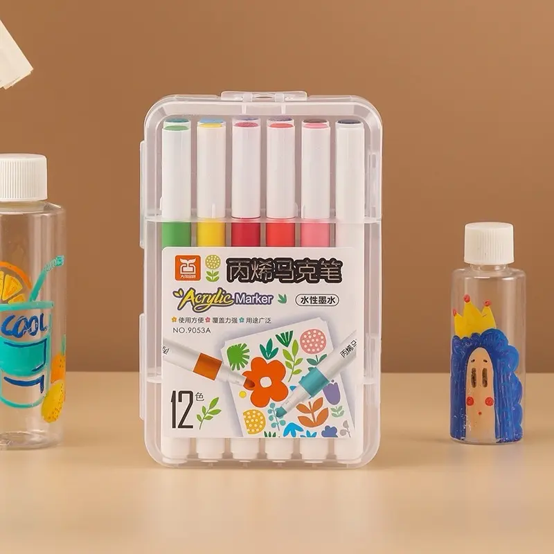 Bút Lông Màu Acrylic Marker 12/24 /36/48/60/80/100/120 Màu Hàng Cao Cấp An Toàn Màu Sắc Tươi Sáng Vẽ Được Trên Nhiều Chất Liệu 3