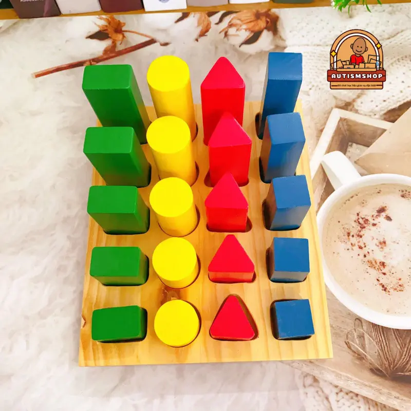 [Autismshop]Đồ chơi giáo dục montessori xếp trụ so sánh cao thấp 1