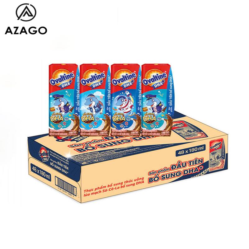 Thùng 48 hộp sữa lúa mạch vị socola Ovaltine bổ sung DHA 180ml - BÁCH HÓA NUTI
