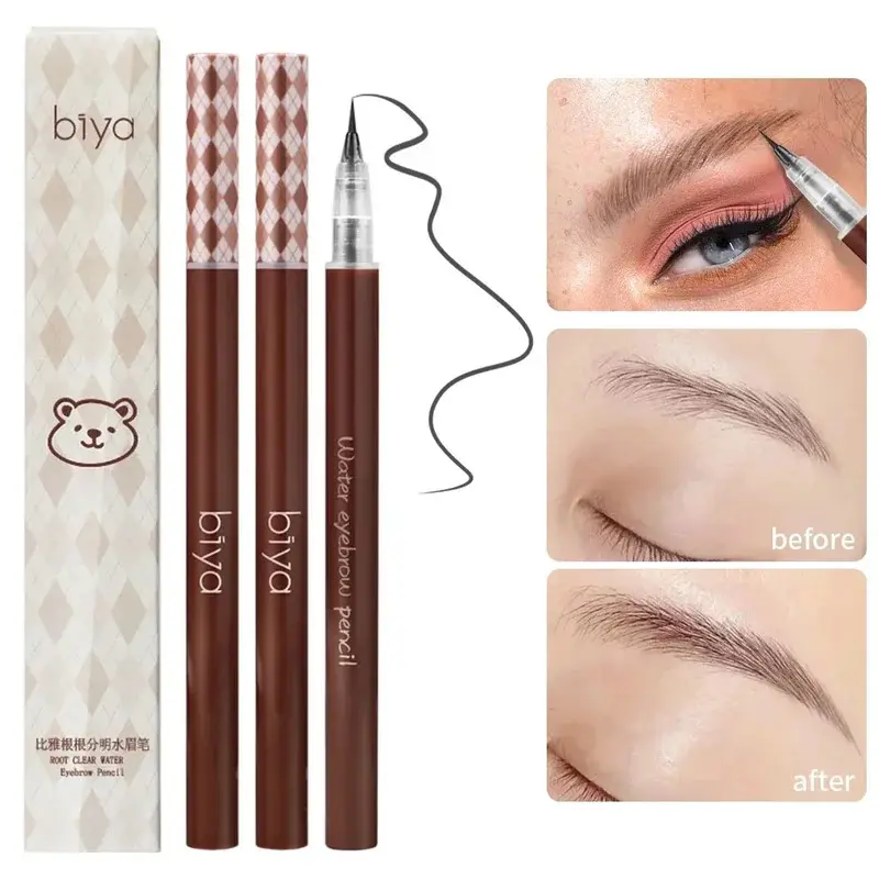 Ultra-fine Eyebrow Pencil Long Lasting Black Brown Waterproof Non-smudge Colorfast Natural Wooden Eye Brow Enhancer Pen Cosmetic Makeup Smooth Clear