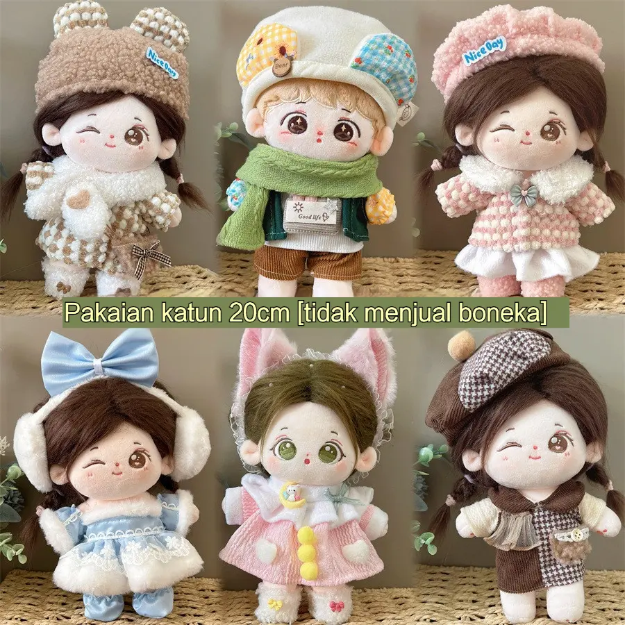 20cm cotton doll clothing, 20cm plush doll doll clothing, shoulder strap dress set, girl gift