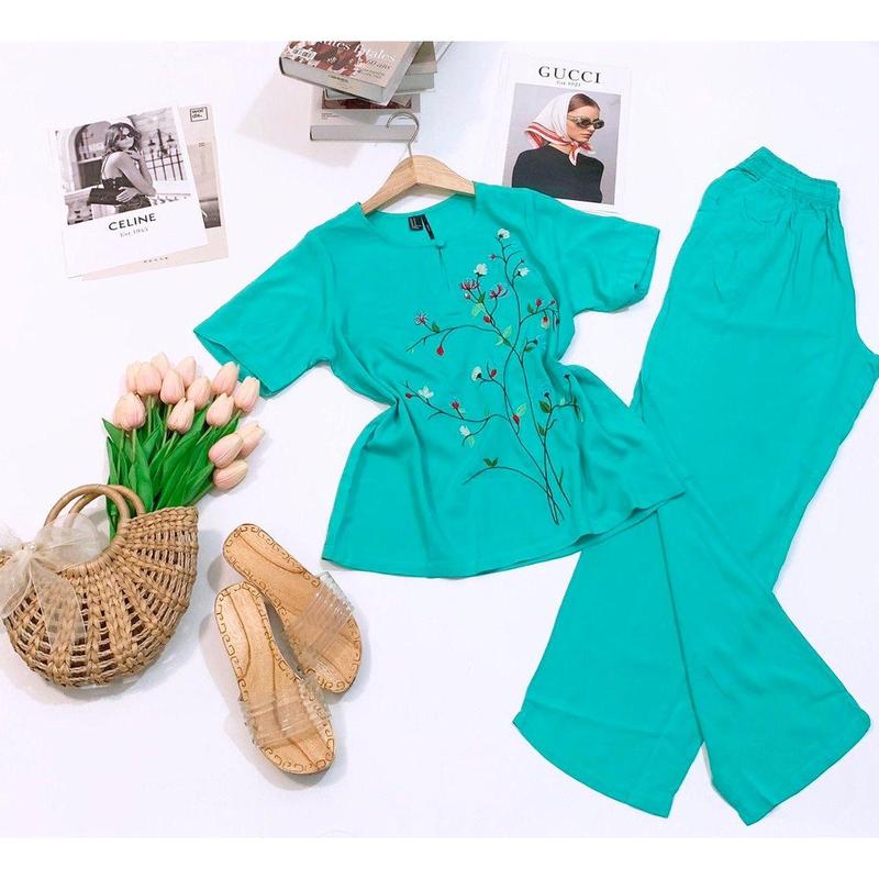 Quần dài tay ngắn form rộng mặc cực mát thoải mái phụ hợp cho mặc ở nhà và ra đường Nữ Women 5